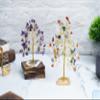 Amethyst & Mix Chakra Mini Slice Natural Healing Gemstone Crystal Bonsai Money Tree Feng Shui for Spiritual Gift Enhance Home Office Decor Good Luck, Wealth & Prosperity Size 80-85 mm view 4