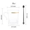 Nervure 60 Pack Clear Gold Plastic Coffee Mugs with 60 PCS Black Coffee Stirrers - 8oz Disposable Coffee Cups with Handles & 5inch Coffee Stirrers - Plastic Tea Cups with Gold Rim for Party view 3