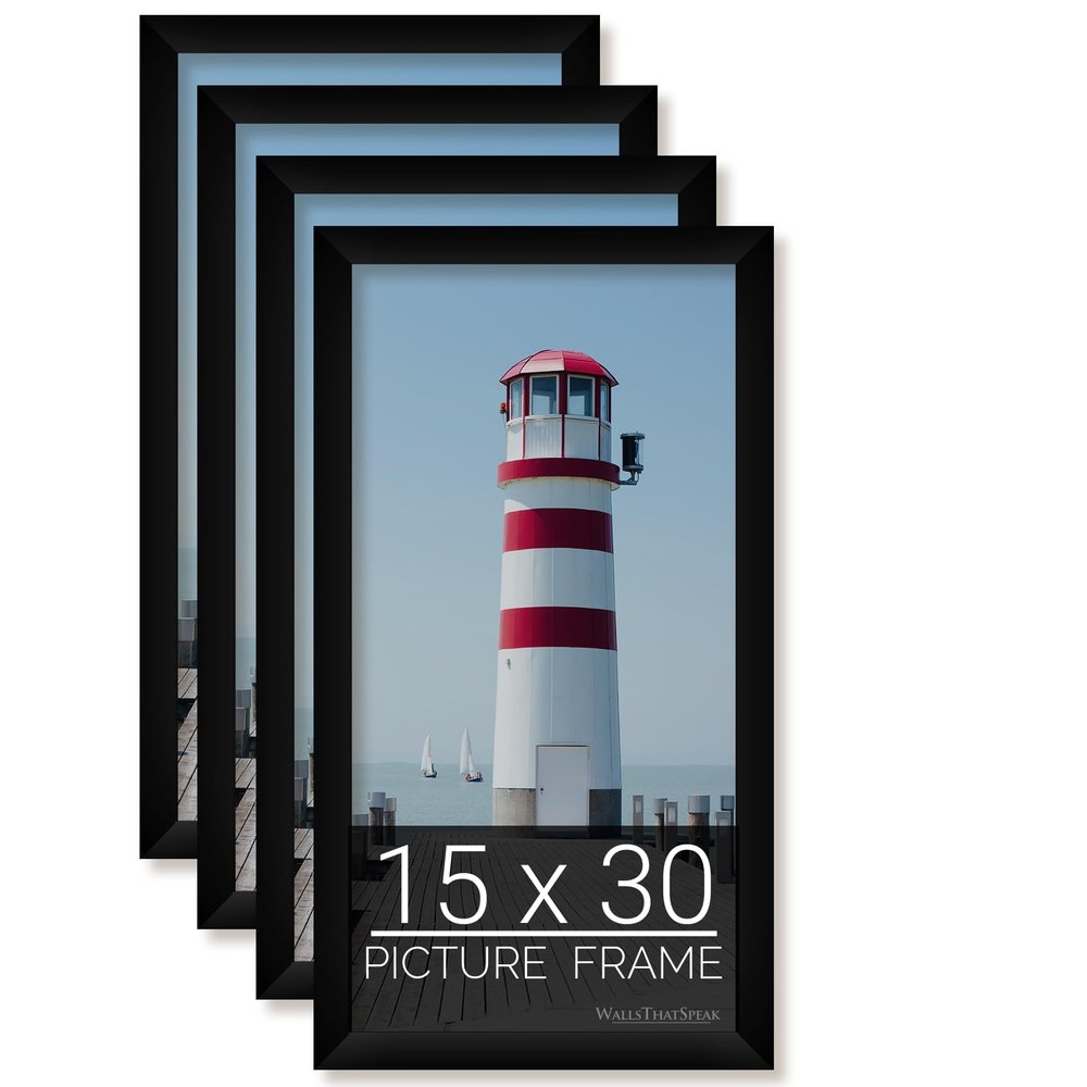 wallsthatspeak 15x30 Black Picture Frame for Puzzles Posters Photos or Artwork, Set of 4