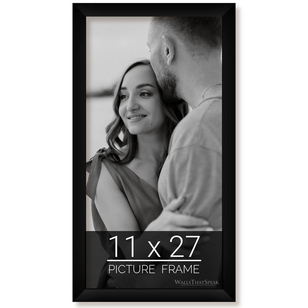 wallsthatspeak 11x27 Black Picture Frame for Puzzles Posters Photos or Artwork