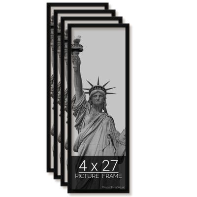 wallsthatspeak 4x27 Black Picture Frame for Puzzles Posters Photos or Artwork, Set of 4