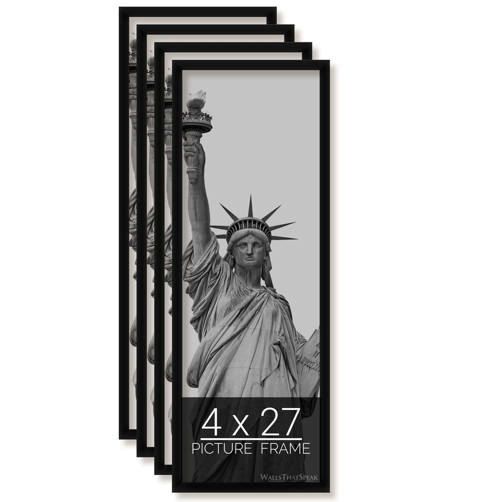 wallsthatspeak 4x27 Black Picture Frame for Puzzles Posters Photos or Artwork, Set of 4