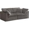 Meridian Furniture 634Grey-S80 Cozy Collection Contemporary Fiber Filled Comfort Overstuffed Velvet Upholstered Modular Sofa Seating for 2 Grey view 1
