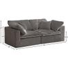 Meridian Furniture 634Grey-S80 Cozy Collection Contemporary Fiber Filled Comfort Overstuffed Velvet Upholstered Modular Sofa Seating for 2 Grey view 3