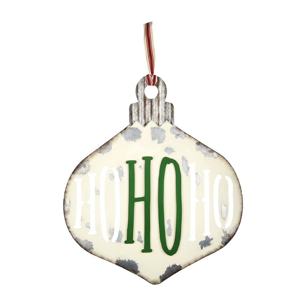 Mud Pie Christmas Ornament Door Hanger, Ho Ho Ho, White 29" x 24"