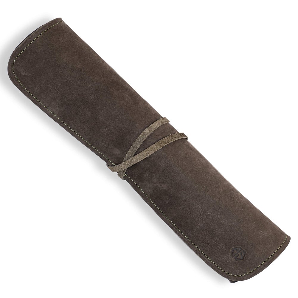 Angus Stoke Knife Bag for Chefsknife Roll Bag leather 7 slots  Leather Knife Case Noah (green-olive)