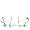 Barski Glass - Cappuccino Cups with Saucers - 8.75 Oz - Glass Coffee Mug and Saucer - for Specialty Coffee Drinks - Latte - Caf Mocha and Tea - Glass Cup and Saucer - Set of 2 - Made in Europe view 1