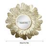 Albett Hanging Wall Mirror Iron Frame Round Decorative Wall Mirror Golden Leaf Wall Mirror for Living Room Bedroom Office Home Decor view 2