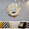 Albett Hanging Wall Mirror Iron Frame Round Decorative Wall Mirror Golden Leaf Wall Mirror for Living Room Bedroom Office Home Decor view 3