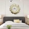 Albett Hanging Wall Mirror Iron Frame Round Decorative Wall Mirror Golden Leaf Wall Mirror for Living Room Bedroom Office Home Decor view 4
