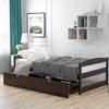 Actual Twin Platform Bed with Two Storage Drawers, Wood Slat Support No Box Spring Needed Easy Assembly (Espresso) view 3