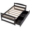 Actual Twin Platform Bed with Two Storage Drawers, Wood Slat Support No Box Spring Needed Easy Assembly (Espresso) view 4