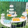 2Pcs Rectangle Iron Cupcake Serving Tray Fruit Dessert Plates for Party Anniversary Wedding Christmas Baby Shower (White) view 4