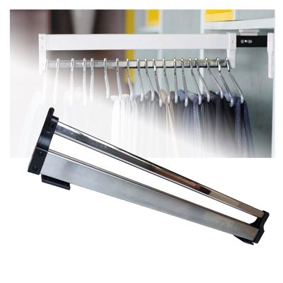 LYLFF Pull-Out Wall Hanging Hanger Rod, Retractable Closet Hanging Rod Storage Rack, Space-Saving Closet Storage Rack for Scarves/Trousers/Towels (Size : 450mm)