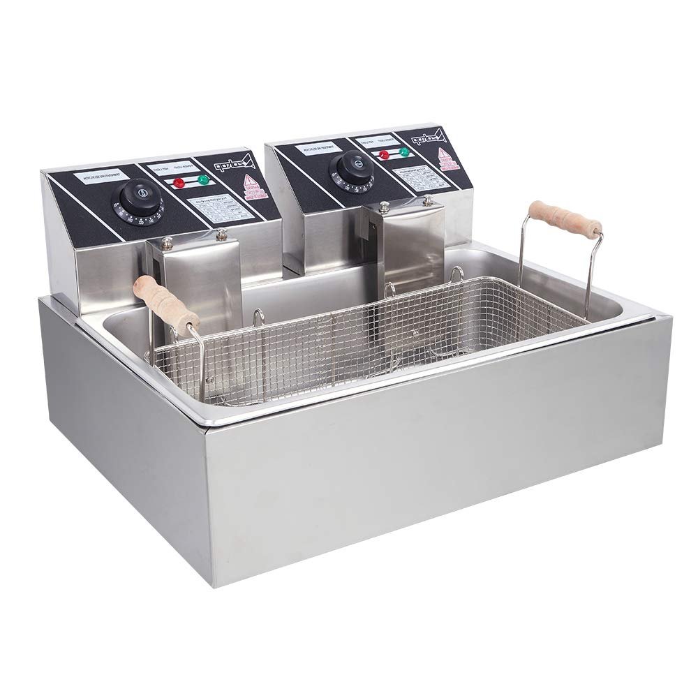 ZOKOP Eh83O 110V Oil Consumption 12.7Qt/12L Oil Pan Total Capacity 23.26Qt/22L Stainless Steel Large Single-Cylinder Electric Fryer 5000W Max