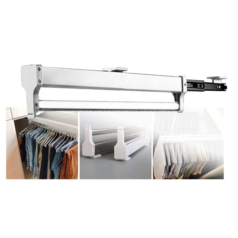 LYLFF Closet Pull-Out Drying Rack Slide Rail, Retractable Wall Hanger Rod, Save Space, Used for Scarf/Jeans/Trousers/Towel,35cm-60cm (Size : 400mm)