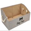 Geyecete Large Dog Toys Storage Bins - Foldable linen Trapezoid Organizer Boxes with weave Rope Handle, Collapsible Basket for Shelves (Light Brown-DOG) view 1