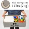 Geyecete Large Dog Toys Storage Bins - Foldable linen Trapezoid Organizer Boxes with weave Rope Handle, Collapsible Basket for Shelves (Light Brown-DOG) view 4