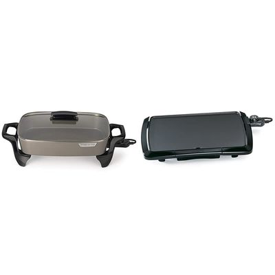 Presto Grey Ceramic Electric Skillet (06856") and Cool Touch Electric Griddle