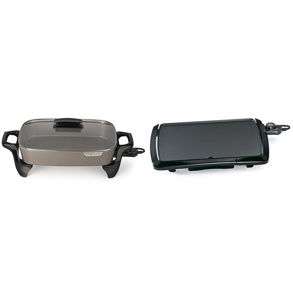 Presto Grey Ceramic Electric Skillet (06856") and Cool Touch Electric Griddle