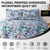 AZORES HOME Chloe Floral Printed Ultra-Soft 3-Piece Oversized Quilt Set, Easy Care and Fade Resistant - Queen, Green view 2