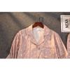 GTHTTT Women's Pajama Set 2 Pcs Loungewear Button-Down Floral Lace Trim Long Sleeve Trousers Nightwear Lounge Cute Print Tee,Pink,Large view 2