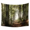 3D Printing Green Jungle Plants Forest Tapestry, Modern Autumnal Woodland Pathway Mountains Mist in The Distance, Wide Wall Hanging for Bedroom Living Room Dorm (Thick Flannel 59" X 51") view 2