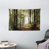 3D Printing Green Jungle Plants Forest Tapestry, Modern Autumnal Woodland Pathway Mountains Mist in The Distance, Wide Wall Hanging for Bedroom Living Room Dorm (Thick Flannel 59" X 51") view 3