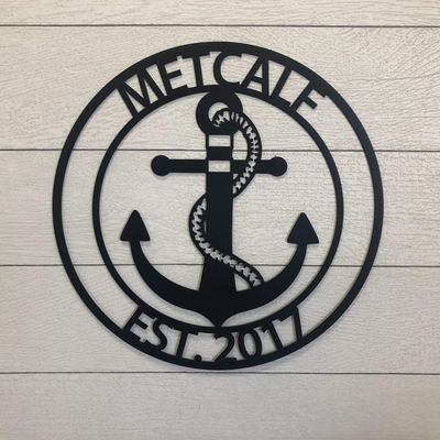 Anchor Sign Nautical Decor Beach Decor Nautical Sign Anchor Family Name Wall Decor Custom Wedding Present Metal Wall Art Lake