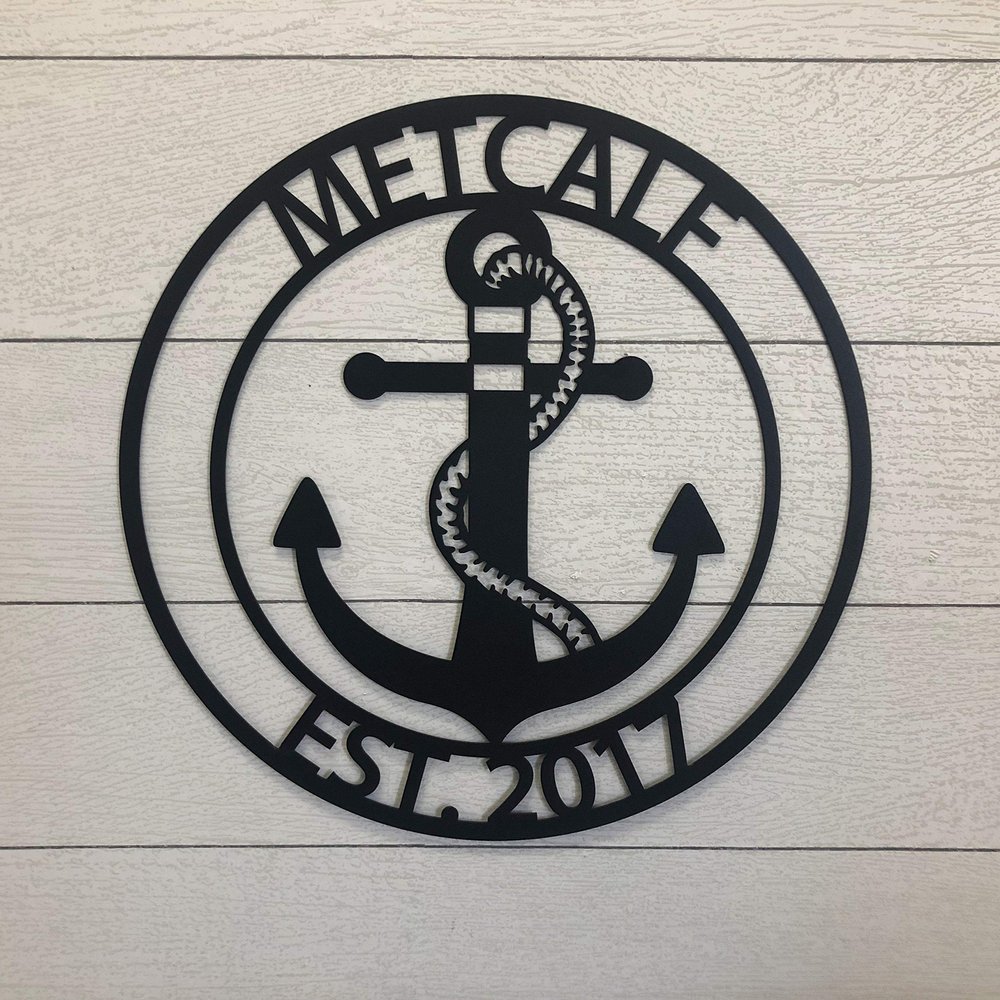 Anchor Sign Nautical Decor Beach Decor Nautical Sign Anchor Family Name Wall Decor Custom Wedding Present Metal Wall Art Lake