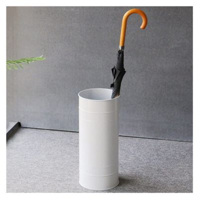 Umbrella Racks Iron Umbrella Stand Holder, Household Umbrella Storage Basket with Hook and Drip Tray, Waterproof, Rust-Proof and Easy-to-Clean Umbrella Tube (Color : White)