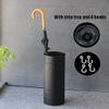 Umbrella Racks Black Metal Umbrella Stand Holder, Floor-Standing Umbrella Storage Basket with Hook and Drip Tray, Multi-Function Storage Bucket view 4