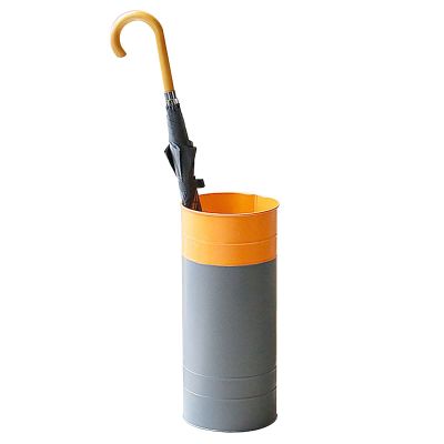 Umbrella Racks Wrought Iron Umbrella Stand Holder, Umbrella Storage Basket at Hotel Office Entrance, Space-Saving Umbrella Tube, with Hook and Drip Tray (Color : Grey+Orange)
