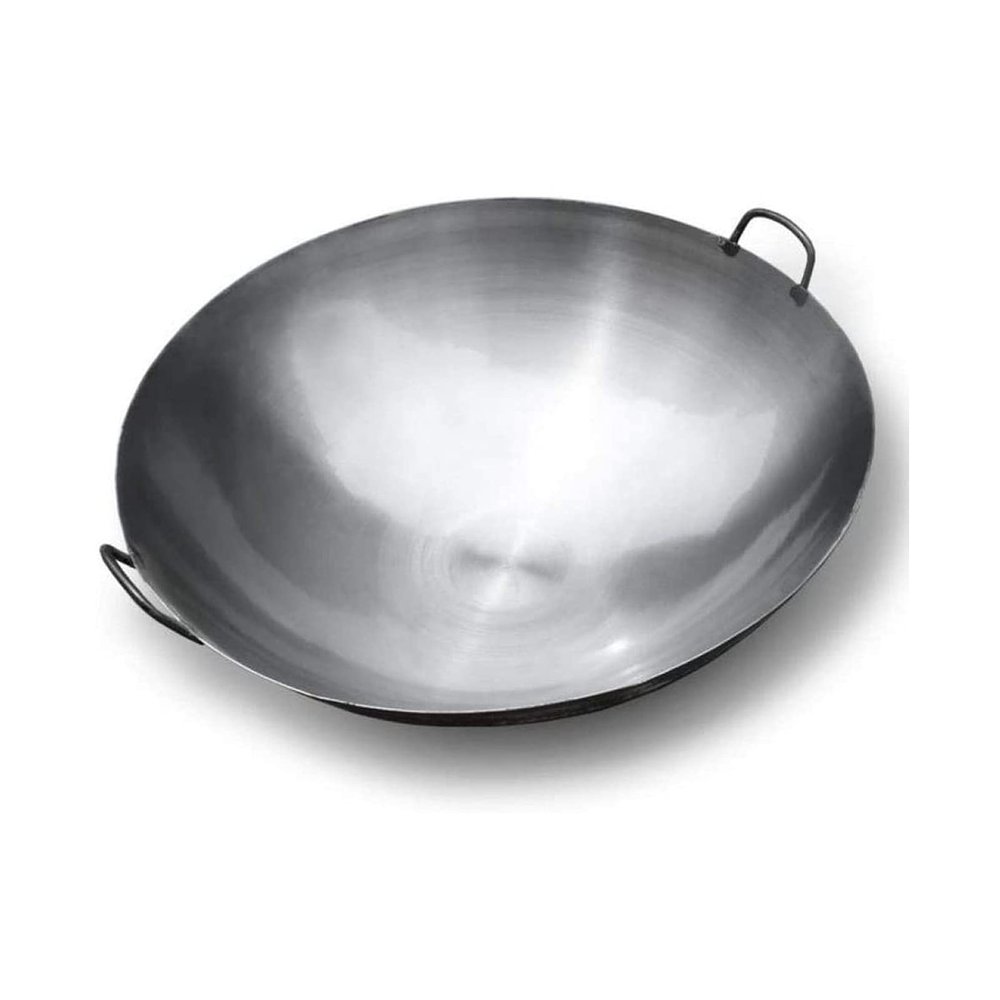 Authentic Chinese Wok Stir Fry Pan Pre-Seasoned Cast Iron Large Deep Wok with Two Integral Handles (Size : 42cm/16.5in)