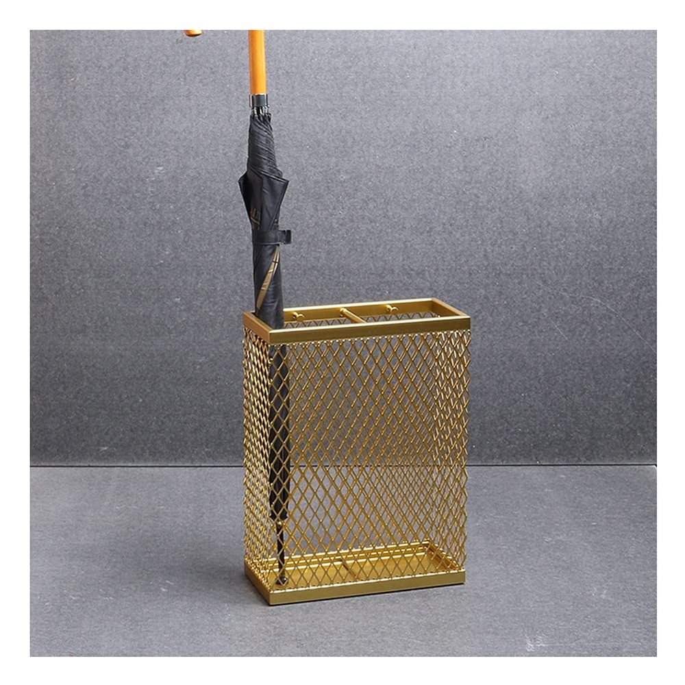 Umbrella Rack Hua Modern Hollow Umbrella Stand Metal Umbrella Storage Bucket with Hook, Suitable for Home Business, Metal Creativity, 30x13x40cm (Color : Gold)