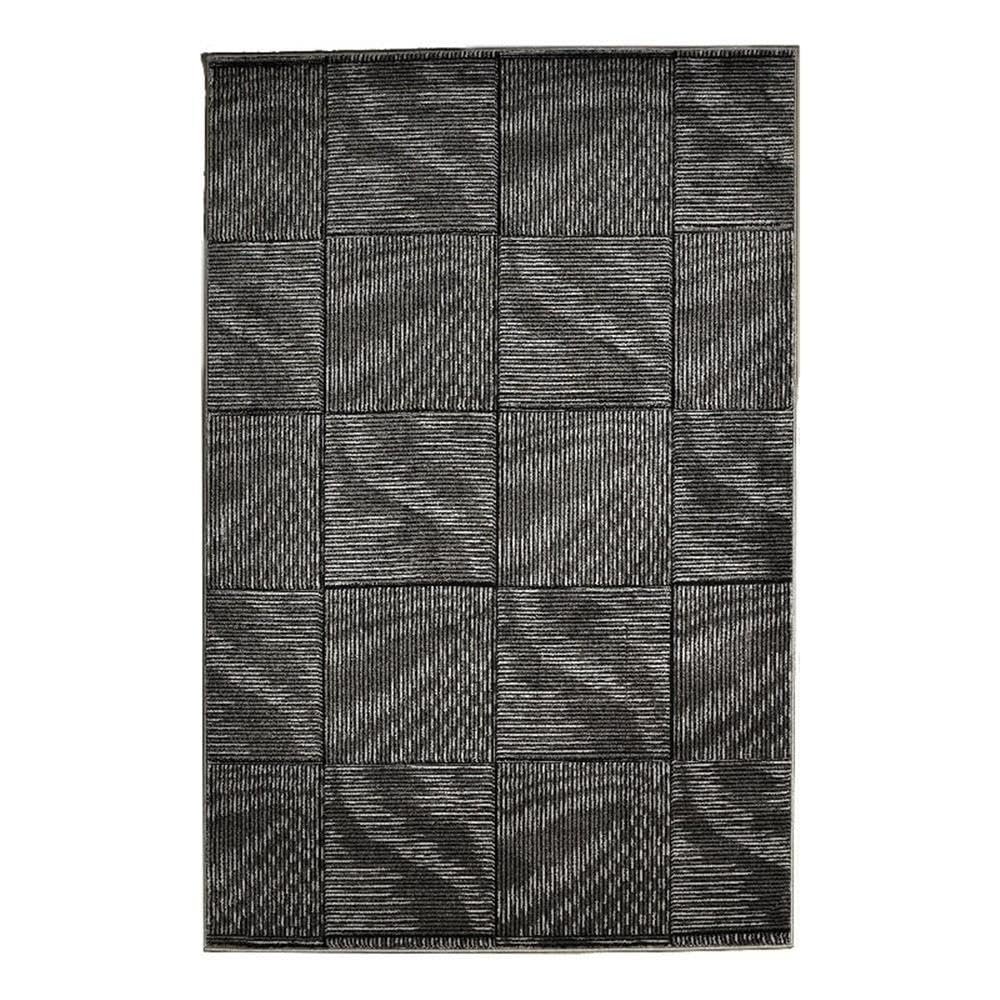 Linon Miso Marcel Machine Made Polypropylene 5'x7'6" Rug in Black