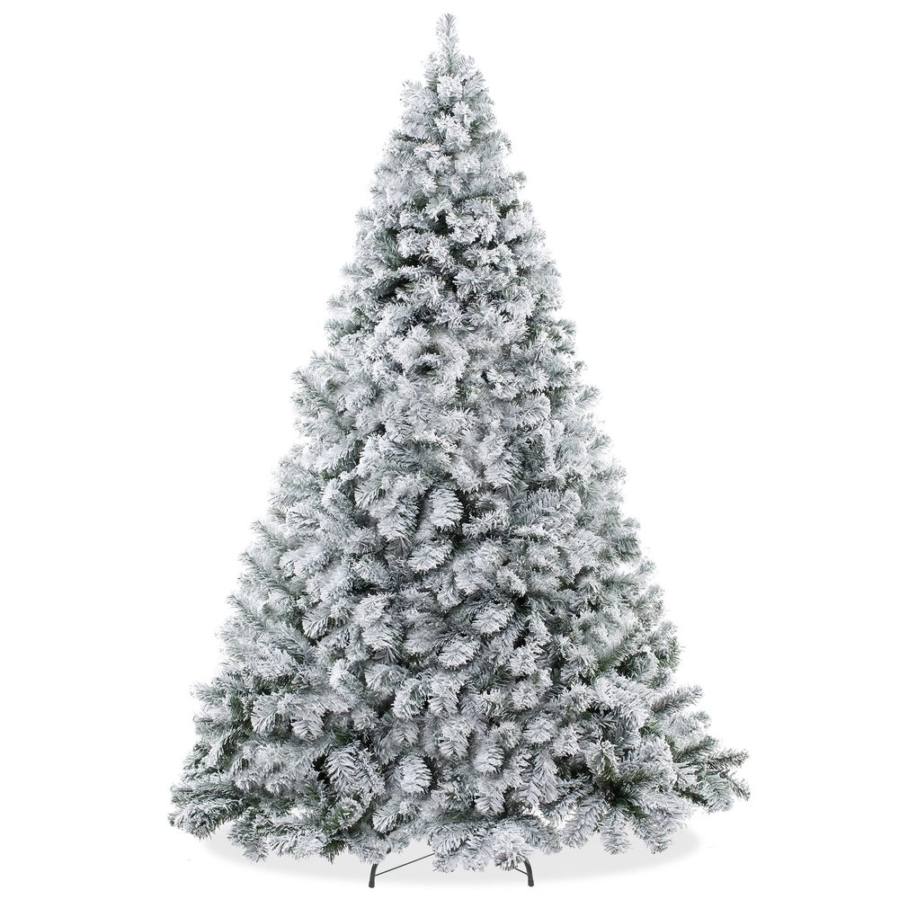 Casafield 6FT Realistic Snow-Flocked Pine Unlit Artificial Holiday Christmas Tree with Sturdy Metal Stand