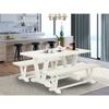 East West Furniture V2-026 3 Piece Dining Set Contains a Rectangle Dining Room Table with V-Legs and 2 Kitchen Table Bench, 36x60 Inch, Multi-Color view 2