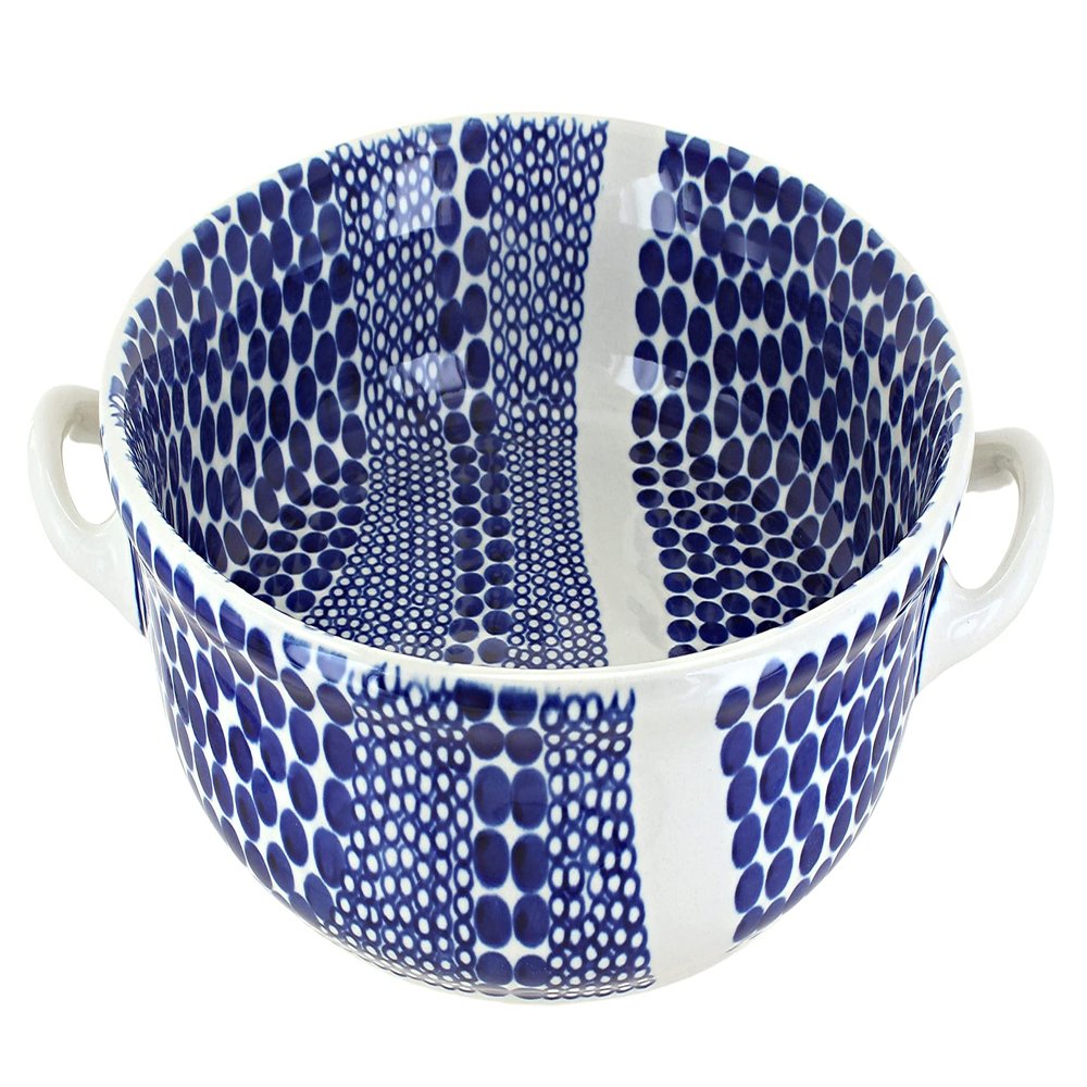 Blue Rose Polish Pottery - Blue Zara Round Casserole with Handles - 10.25" Diameter - Unique, Dishwasher Safe, & Durable Bakeware
