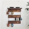 Coffee Mug Holder Wall Mounted with Shelf, 12 Coffee Cup Hangers - Built in Shelf for Coffee Coffee Cup, Mug, Wood Rustic Farmhouse Coffee Cup Shelf view 2