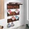 Coffee Mug Holder Wall Mounted with Shelf, 12 Coffee Cup Hangers - Built in Shelf for Coffee Coffee Cup, Mug, Wood Rustic Farmhouse Coffee Cup Shelf view 3