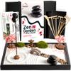 Zen Garden Kit for Desk 12x8in Sand Tray, Japanese Gift Set 14 Accessories and 6 Tools, Meditation Mini Zen Garden, Zen Sand Garden, Home Office Desk Decorations, Therapy Kit, Rock Decor view 1