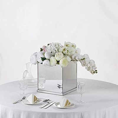 12" Silver Mirror Finish Acrylic Pedestal Risers, Display Boxes
