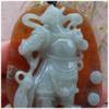 gojade Certified Red Green 100% Natural A Jade jadeite pendant Guan Gong God Sword Money Coin Necklace  505144 KS view 4