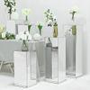 40" Silver Mirror Finish Acrylic Pedestal Risers Display Boxes Floor Vase Cake Riser view 1