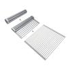 Ahyuan Large Roll up Dish Drying Rack Silicone Foldable Dish Rack Over Sink Dish Drainer Roll-up Sink Drying Rack Full Silicone Coated Stainless Still Dish Drying Rack (Warm Grey, 17.5''X15.75'') view 2