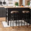 HOMES: Inside + Out Tallard Farmhouse Metal 28 in. Padded Bar Stool with Nailhead Trim for Dining Room, Kitchen, Bronze view 2