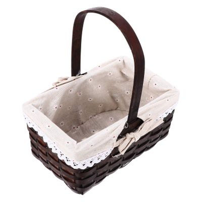 Handmade Rectangular Rattan Storage Basket Organizer Bin for Flowers Home Decor Nursery Deep Hand-woven Design Versatile Sturdy