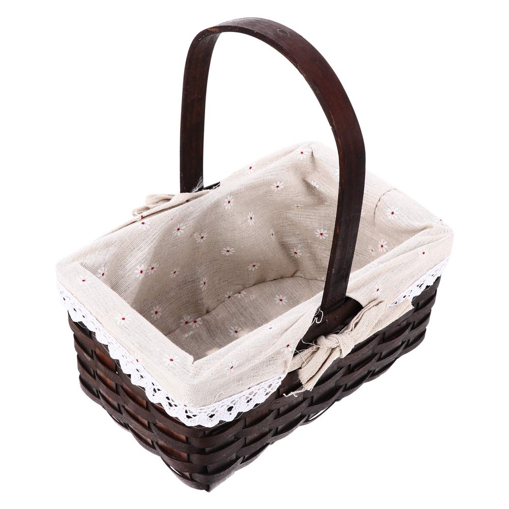 Handmade Rectangular Rattan Storage Basket Organizer Bin for Flowers Home Decor Nursery Deep Hand-woven Design Versatile Sturdy