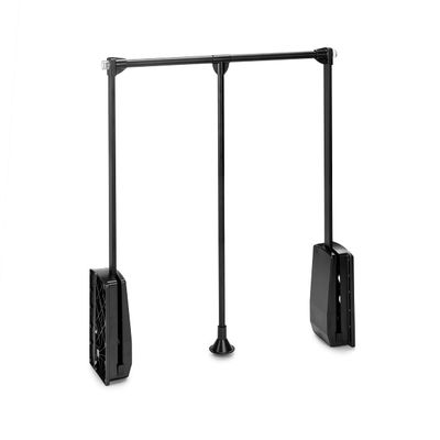 Emuca - Folding Wardrobe Rail with Lift Up Rail for Wardrobe, Adjustable Width 600-830mm, Black